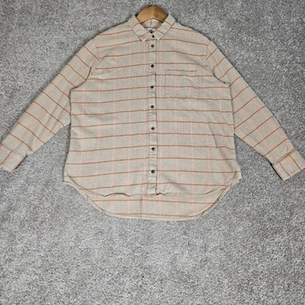 Madewell Flannel Sunday Shirt Women's Large Beige Keene Plaid Overshirt